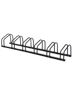 HOMCOM Bike Stand Parking Rack Floor or Wall Mount Bicycle Cycle Storage Locking Stand 179L x 33W x 27H (6 Racks, Black)