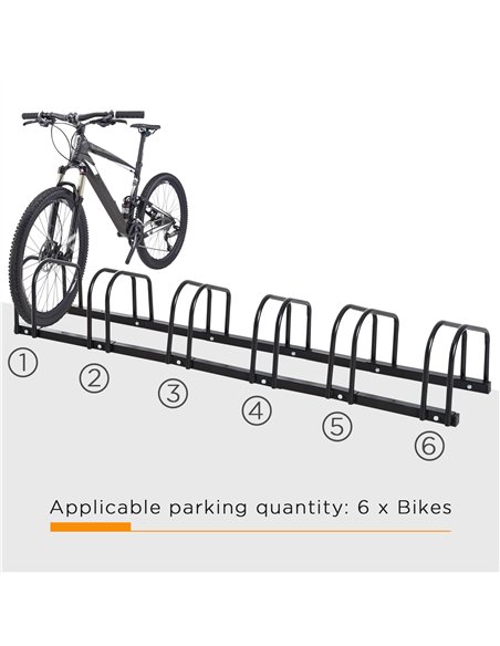 HOMCOM Bike Stand Parking Rack Floor or Wall Mount Bicycle Cycle Storage Locking Stand 179L x 33W x 27H (6 Racks, Black) - pic 132386 | FastDaddyshop
