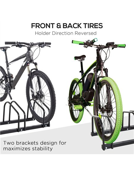 HOMCOM Bike Stand Parking Rack Floor or Wall Mount Bicycle Cycle Storage Locking Stand 179L x 33W x 27H (6 Racks, Black) - pic 132388 | FastDaddyshop