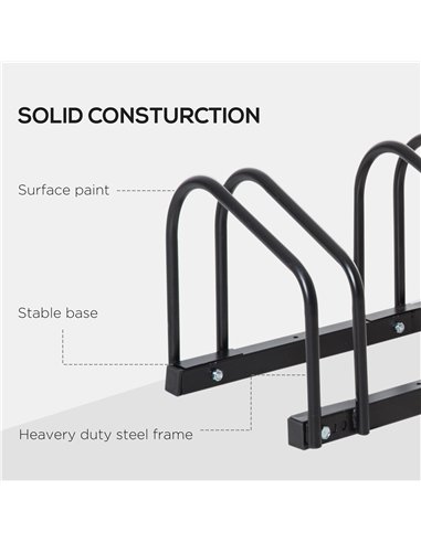 HOMCOM Bike Stand Parking Rack Floor or Wall Mount Bicycle Cycle Storage Locking Stand 179L x 33W x 27H (6 Racks, Black)