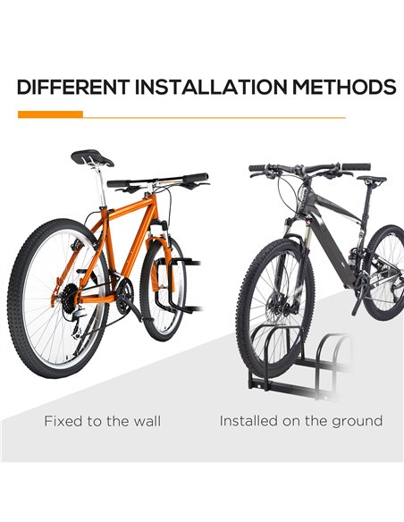 HOMCOM Bike Stand Parking Rack Floor or Wall Mount Bicycle Cycle Storage Locking Stand 179L x 33W x 27H (6 Racks, Black) - pic 132391 | FastDaddyshop