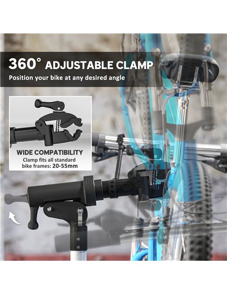 HOMCOM Bike Repair Stand, Heavy Duty Bike Stand for Maintenance, Max Load 40kg, Height Adjustable, Foldable and 360° Rotatable f - pic 132397 | FastDaddyshop