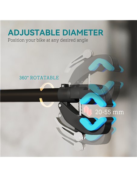 HOMCOM Bike Repair Stand, Wall Mount Bicycle Repair Rack with Adjustable Clamp, Bicycle Maintenance Rack for Road Mountain Bike, - pic 132404 | FastDaddyshop