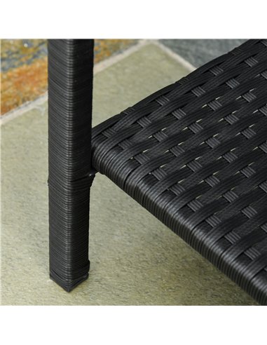 Outsunny 2-Seater PE Rattan Side Table & Armchair Bistro Set with Pillows, Black