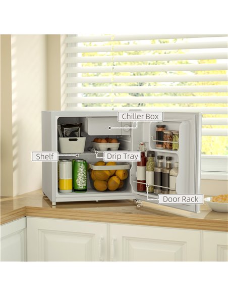 HOMCOM 46 Litre Lockable Countertop Fridge - Cream White - pic 132414 | FastDaddyshop