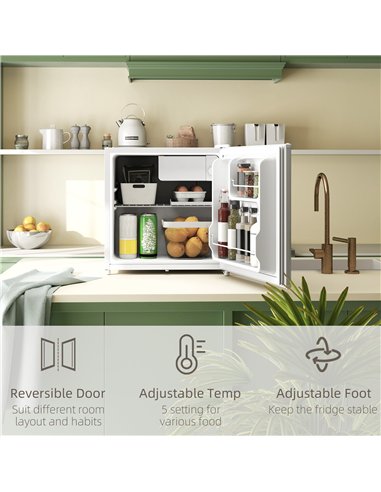 HOMCOM 46 Litre Lockable Countertop Fridge - Cream White