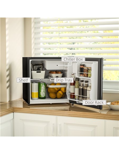 HOMCOM 46 Litre Lockable Countertop Fridge - Black - pic 132423 | FastDaddyshop