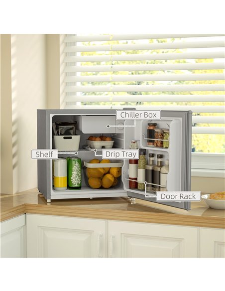 HOMCOM 46 Litre Lockable Countertop Fridge - Grey - pic 132432 | FastDaddyshop
