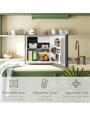 HOMCOM 46 Litre Lockable Countertop Fridge - Grey