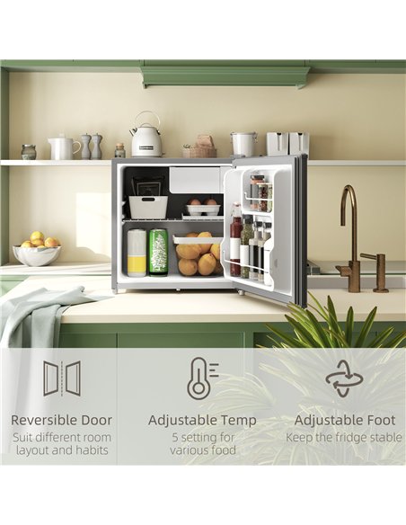 HOMCOM 46 Litre Lockable Countertop Fridge - Grey - pic 132433 | FastDaddyshop