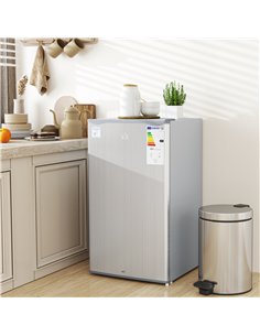 HOMCOM 91L Freestanding Under-Counter Fridge with Lock - Grey 2
