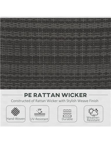 Outsunny 4-Seater Rattan Garden Furniture Sofa Set Outdoor Patio Wicker Weave 2-seater Bench Chairs & Coffee Table, Grey