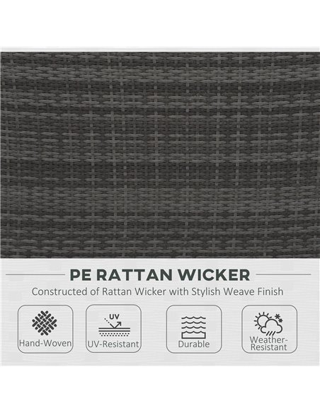 Outsunny 4-Seater Rattan Garden Furniture Sofa Set Outdoor Patio Wicker Weave 2-seater Bench Chairs & Coffee Table, Grey - pic 13244 | FastDaddyshop