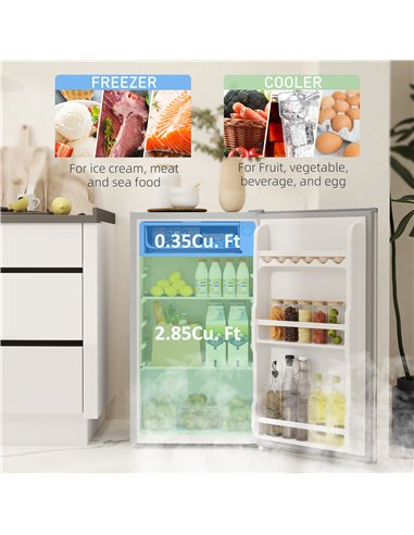 HOMCOM 91L Freestanding Under-Counter Fridge with Lock - Grey