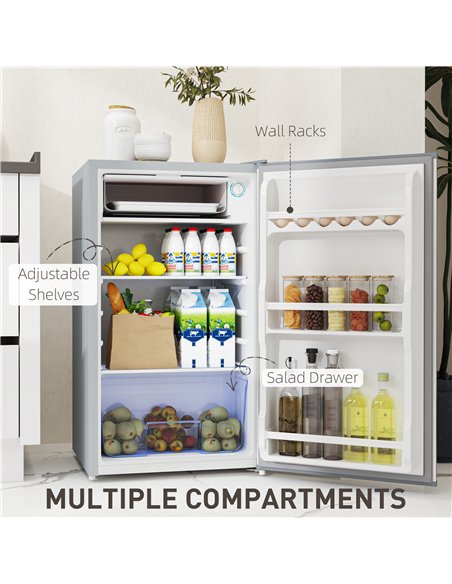HOMCOM 91L Freestanding Under-Counter Fridge with Lock - Grey - pic 132442 | FastDaddyshop