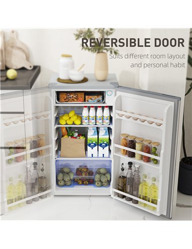HOMCOM 91L Freestanding Under-Counter Fridge with Lock - Grey