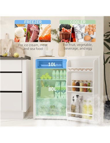 HOMCOM 91L Freestanding Under-Counter Fridge with Lock - White