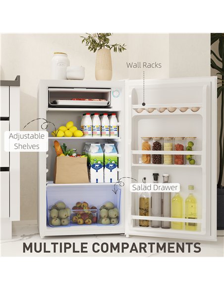 HOMCOM 91L Freestanding Under-Counter Fridge with Lock - White - pic 132451 | FastDaddyshop