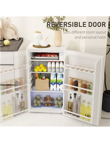 HOMCOM 91L Freestanding Under-Counter Fridge with Lock - White