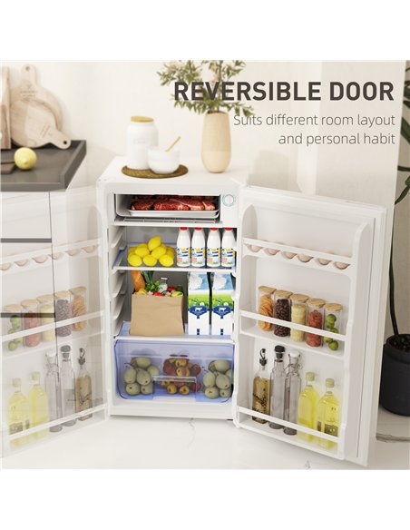 HOMCOM 91L Freestanding Under-Counter Fridge with Lock - White - pic 132452 | FastDaddyshop