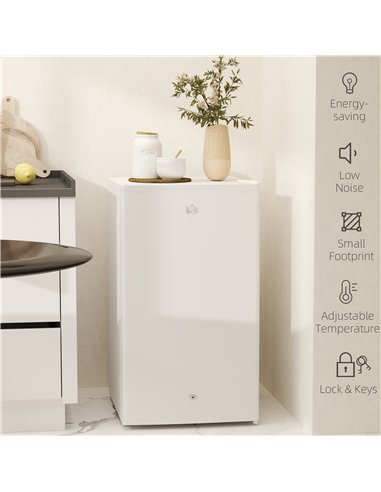 HOMCOM 91L Freestanding Under-Counter Fridge with Lock - White