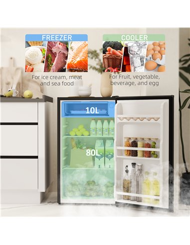 HOMCOM 91L Freestanding Under-Counter Fridge with Lock - Black