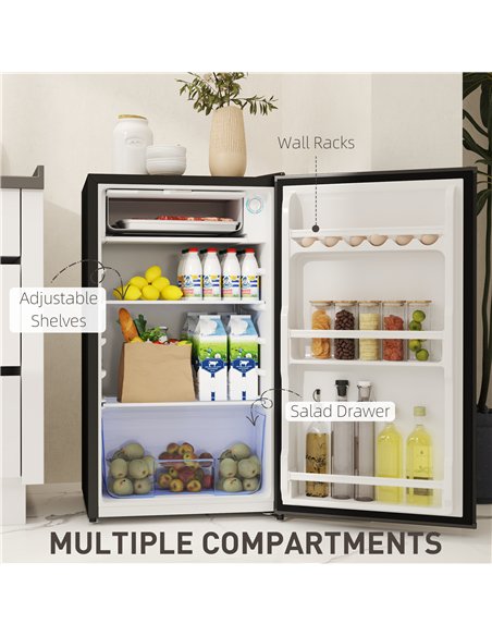 HOMCOM 91L Freestanding Under-Counter Fridge with Lock - Black - pic 132460 | FastDaddyshop