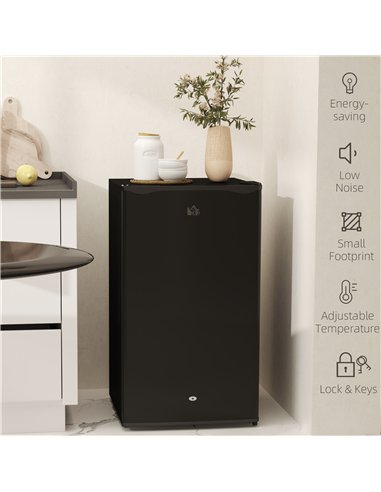 HOMCOM 91L Freestanding Under-Counter Fridge with Lock - Black