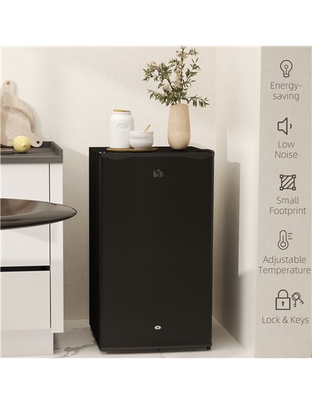 HOMCOM 91L Freestanding Under-Counter Fridge with Lock - Black - pic 132462 | FastDaddyshop