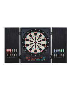 HOMCOM Electronic Dartboard Set, 27 Games Modes and 202 Variations, LED & 12 Soft Tip Darts and Cabinet to Storage, Ready-to-Pla