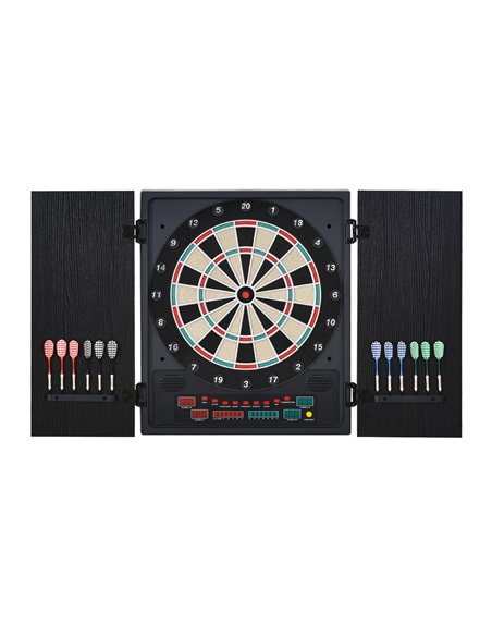 HOMCOM Electronic Dartboard Set, 27 Games Modes and 202 Variations, LED & 12 Soft Tip Darts and Cabinet to Storage, Ready-to-Pla - pic 132464 | FastDaddyshop