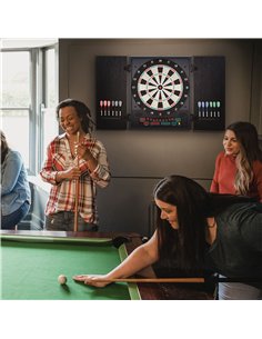 HOMCOM Electronic Dartboard Set, 27 Games Modes and 202 Variations, LED & 12 Soft Tip Darts and Cabinet to Storage, Ready-to-Pla 2