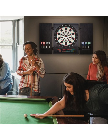 HOMCOM Electronic Dartboard Set, 27 Games Modes and 202 Variations, LED & 12 Soft Tip Darts and Cabinet to Storage, Ready-to-Pla - pic 132465 | FastDaddyshop