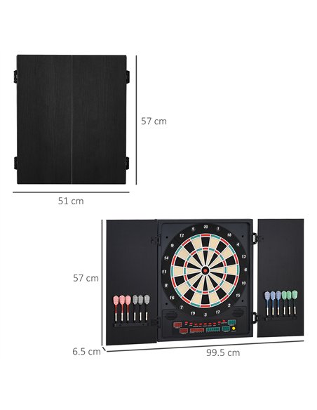 HOMCOM Electronic Dartboard Set, 27 Games Modes and 202 Variations, LED & 12 Soft Tip Darts and Cabinet to Storage, Ready-to-Pla - pic 132466 | FastDaddyshop