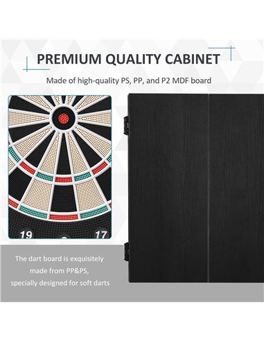HOMCOM Electronic Dartboard Set, 27 Games Modes and 202 Variations, LED & 12 Soft Tip Darts and Cabinet to Storage, Ready-to-Pla