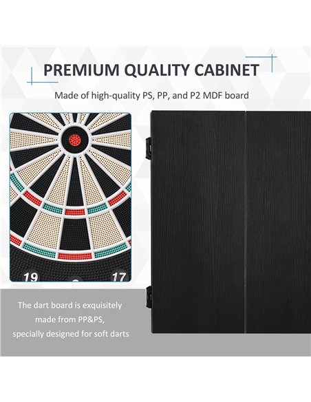 HOMCOM Electronic Dartboard Set, 27 Games Modes and 202 Variations, LED & 12 Soft Tip Darts and Cabinet to Storage, Ready-to-Pla - pic 132469 | FastDaddyshop