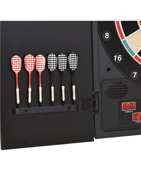 HOMCOM Electronic Dartboard Set, 27 Games Modes and 202 Variations, LED & 12 Soft Tip Darts and Cabinet to Storage, Ready-to-Pla - pic 132471 | FastDaddyshop