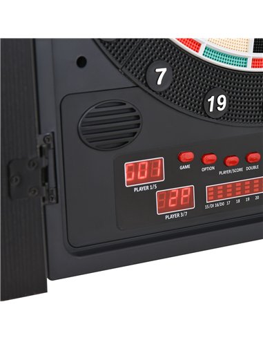 HOMCOM Electronic Dartboard Set, 27 Games Modes and 202 Variations, LED & 12 Soft Tip Darts and Cabinet to Storage, Ready-to-Pla