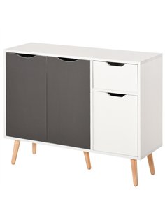 HOMCOM Sideboard Floor Standing Storage Cabinet with Drawer for Bedroom, Living Room, Home Office, Grey