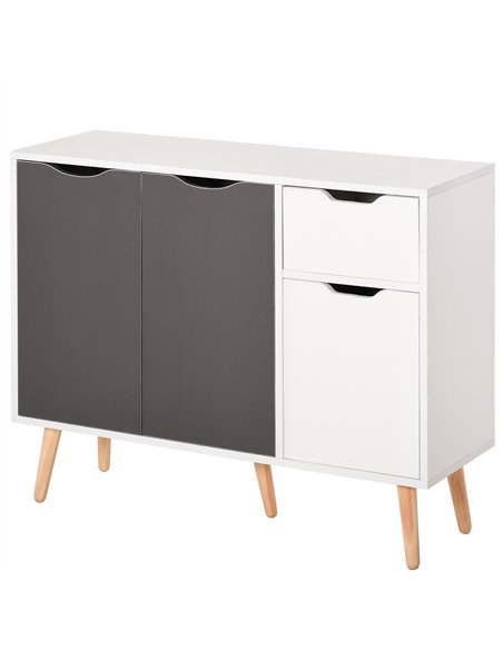HOMCOM Sideboard Floor Standing Storage Cabinet with Drawer for Bedroom, Living Room, Home Office, Grey - pic 132473 | FastDaddyshop