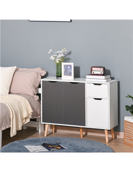 HOMCOM Sideboard Floor Standing Storage Cabinet with Drawer for Bedroom, Living Room, Home Office, Grey - pic 132474 | FastDaddyshop