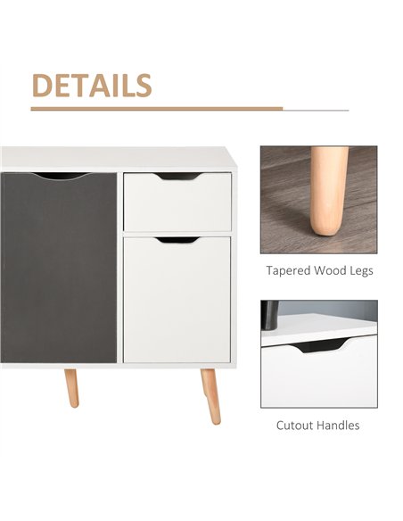 HOMCOM Sideboard Floor Standing Storage Cabinet with Drawer for Bedroom, Living Room, Home Office, Grey - pic 132478 | FastDaddyshop