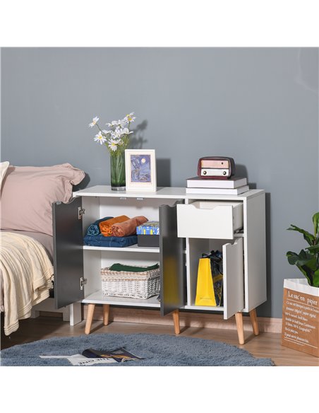 HOMCOM Sideboard Floor Standing Storage Cabinet with Drawer for Bedroom, Living Room, Home Office, Grey - pic 132481 | FastDaddyshop