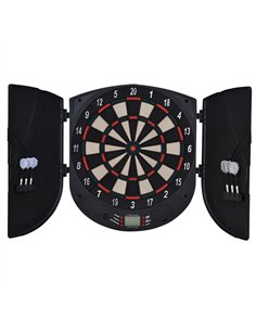 HOMCOM  Electronic Dartboard Set 26 Games and 185 Variations with 6 Darts and Cabinet to Stroage Multi-Game Option Ready-to-Play