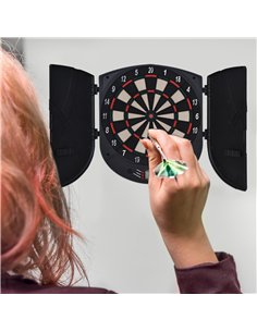 HOMCOM  Electronic Dartboard Set 26 Games and 185 Variations with 6 Darts and Cabinet to Stroage Multi-Game Option Ready-to-Play 2