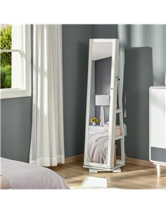 HOMCOM 360° Swivel Jewellery Cabinet, Mirror Armoire, Full Length Mirror, Lockable Jewellery Organiser with Built-In Small Mirro 2