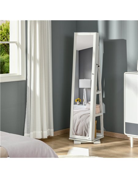 HOMCOM 360° Swivel Jewellery Cabinet, Mirror Armoire, Full Length Mirror, Lockable Jewellery Organiser with Built-In Small Mirro - pic 132492 | FastDaddyshop
