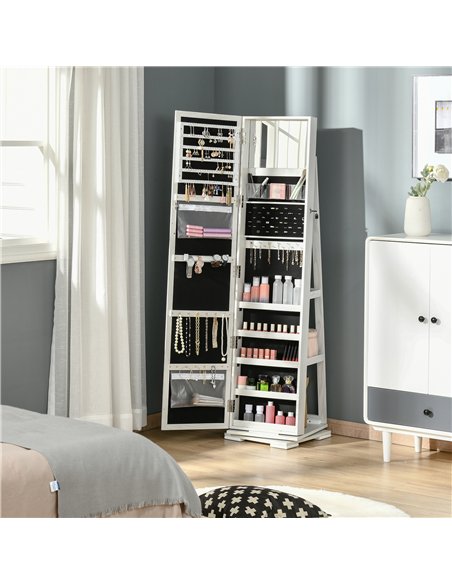 HOMCOM 360° Swivel Jewellery Cabinet, Mirror Armoire, Full Length Mirror, Lockable Jewellery Organiser with Built-In Small Mirro - pic 132494 | FastDaddyshop