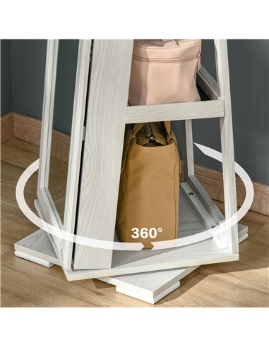 HOMCOM 360° Swivel Jewellery Cabinet, Mirror Armoire, Full Length Mirror, Lockable Jewellery Organiser with Built-In Small Mirro