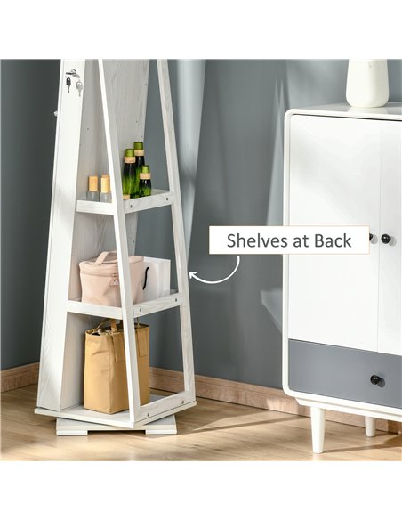 HOMCOM 360° Swivel Jewellery Cabinet, Mirror Armoire, Full Length Mirror, Lockable Jewellery Organiser with Built-In Small Mirro - pic 132497 | FastDaddyshop